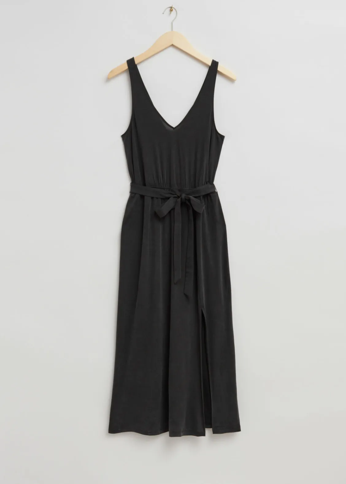 Fashion & Other Stories Robe Midi à Col En V En Cupro Noir