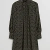 Shop & Other Stories Robe Midi à Col Montant Imprimé noir