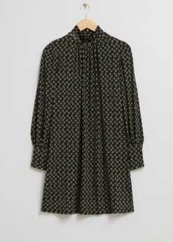 Shop & Other Stories Robe Midi à Col Montant Imprimé noir