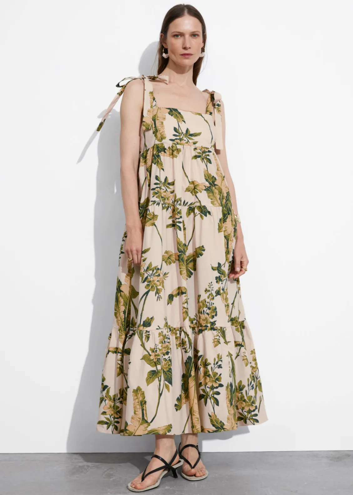 Online & Other Stories Robe Midi à Plusieurs Niveaux Avec Liens à Nouer