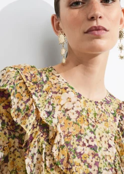 Sale & Other Stories Robe Midi à Volants Imprimé jaune
