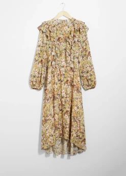 Sale & Other Stories Robe Midi à Volants Imprimé jaune
