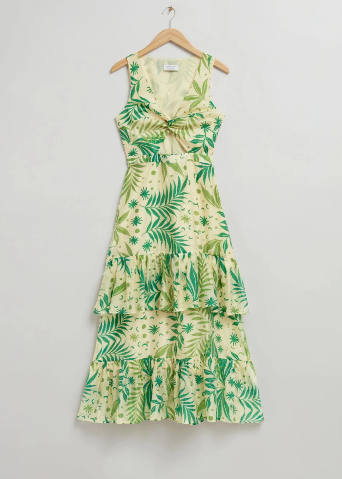 Sale & Other Stories Robe Midi à Volants Et Devant Torsadé Imprimé botanique vert