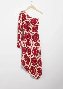 Sale & Other Stories Robe Midi Asymétrique Motif fleuri rouge