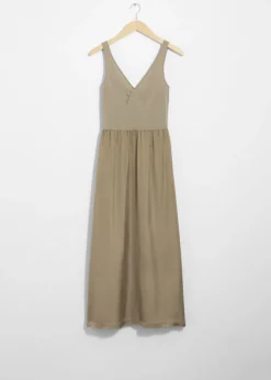 Clearance & Other Stories Robe Midi Bicolore Sans Manches Taupe