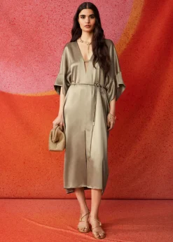 Outlet & Other Stories Robe Midi Ceinturée Décontractée Taupe