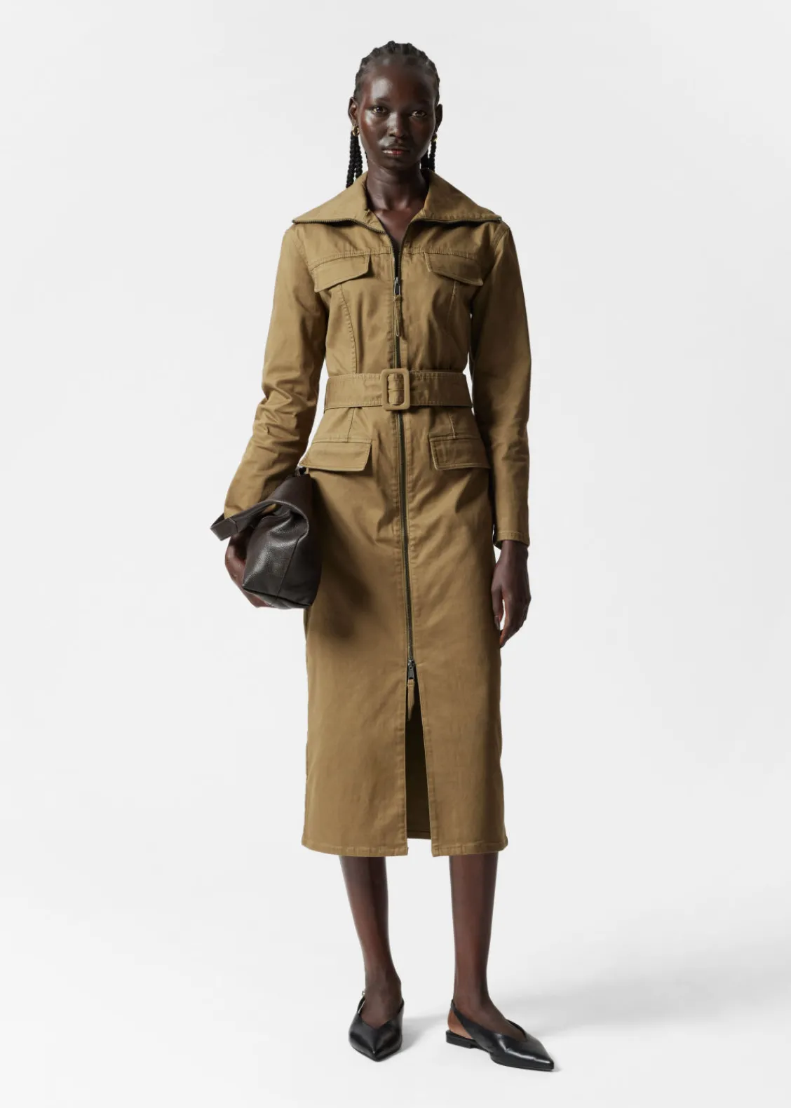 Store & Other Stories Robe Midi Ceinturée De Style Utilitaire