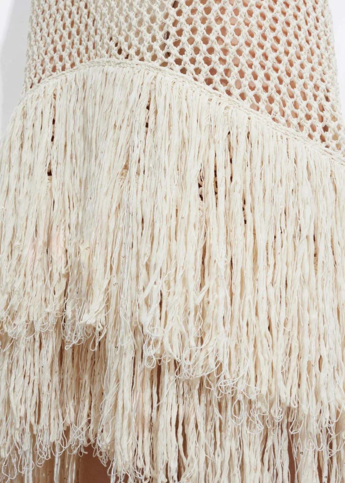 Best Sale & Other Stories Robe Midi Crochetée à Franges Blanc