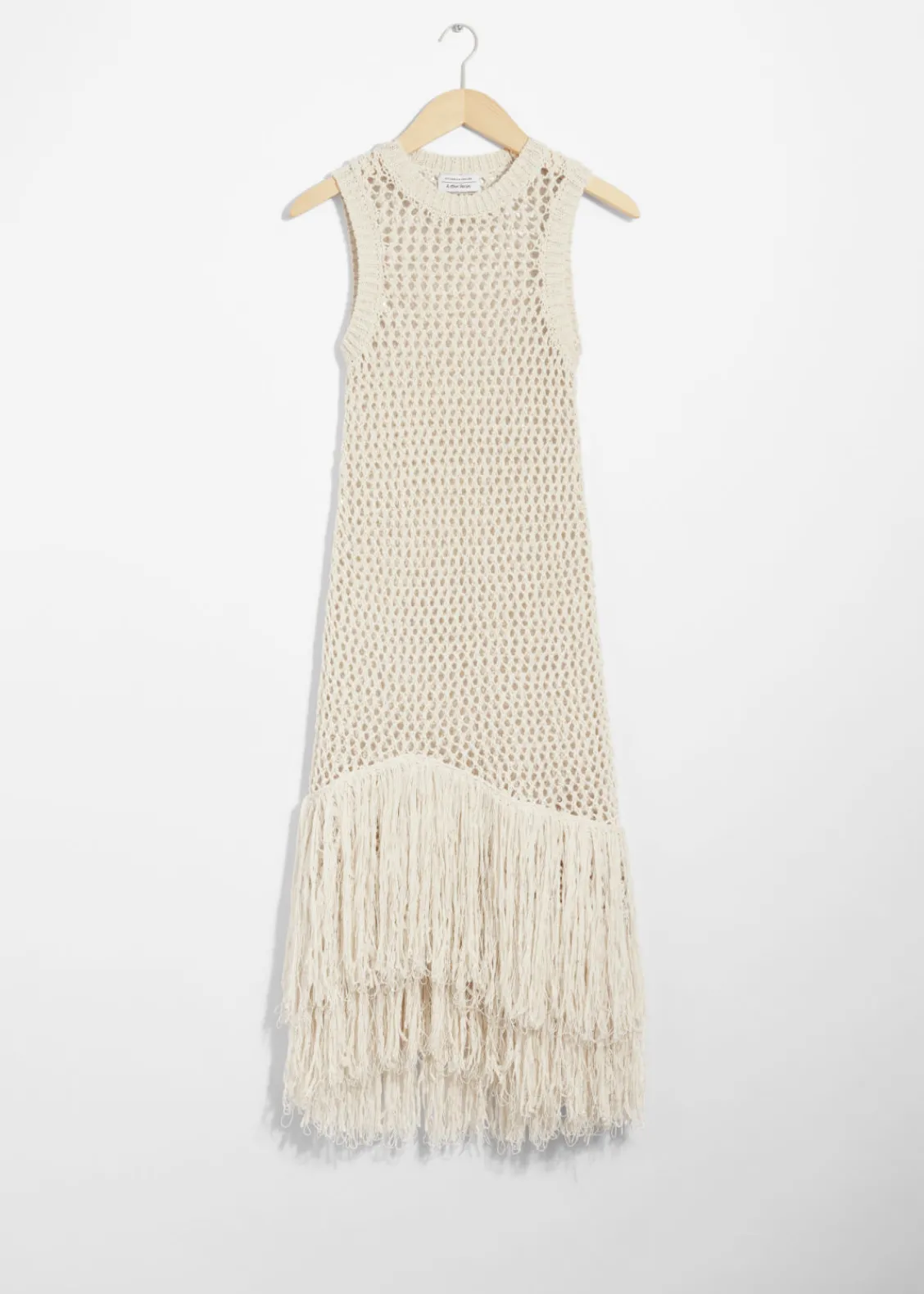 Best Sale & Other Stories Robe Midi Crochetée à Franges Blanc