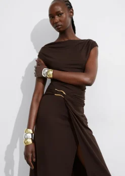 Discount & Other Stories Robe Midi Drapée Marron