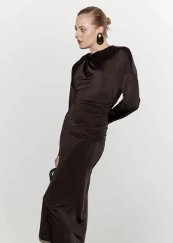 Cheap & Other Stories Robe Midi Drapée Marron foncé