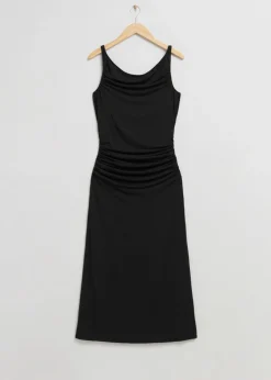 Sale & Other Stories Robe Midi Drapée à Col Bénitier