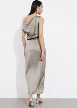 Best Sale & Other Stories Robe Midi Drapée En Satin Gris