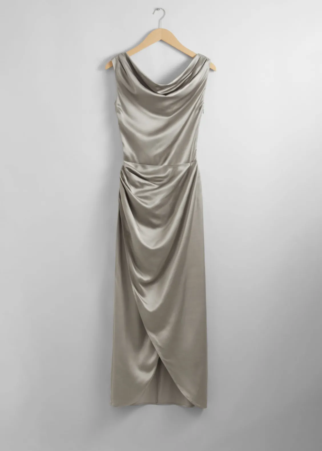 Best Sale & Other Stories Robe Midi Drapée En Satin Gris