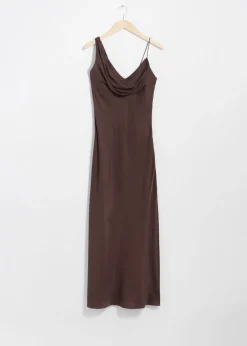 Hot & Other Stories Robe Midi Drapée En Soie Marron