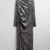 Online & Other Stories Robe Midi Drapée En Velours Gris