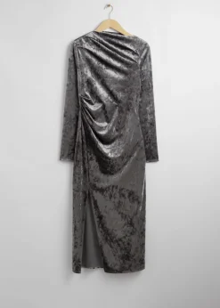 Online & Other Stories Robe Midi Drapée En Velours Gris