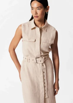 Cheap & Other Stories Robe Midi En Lin De Style Utilitaire Beige