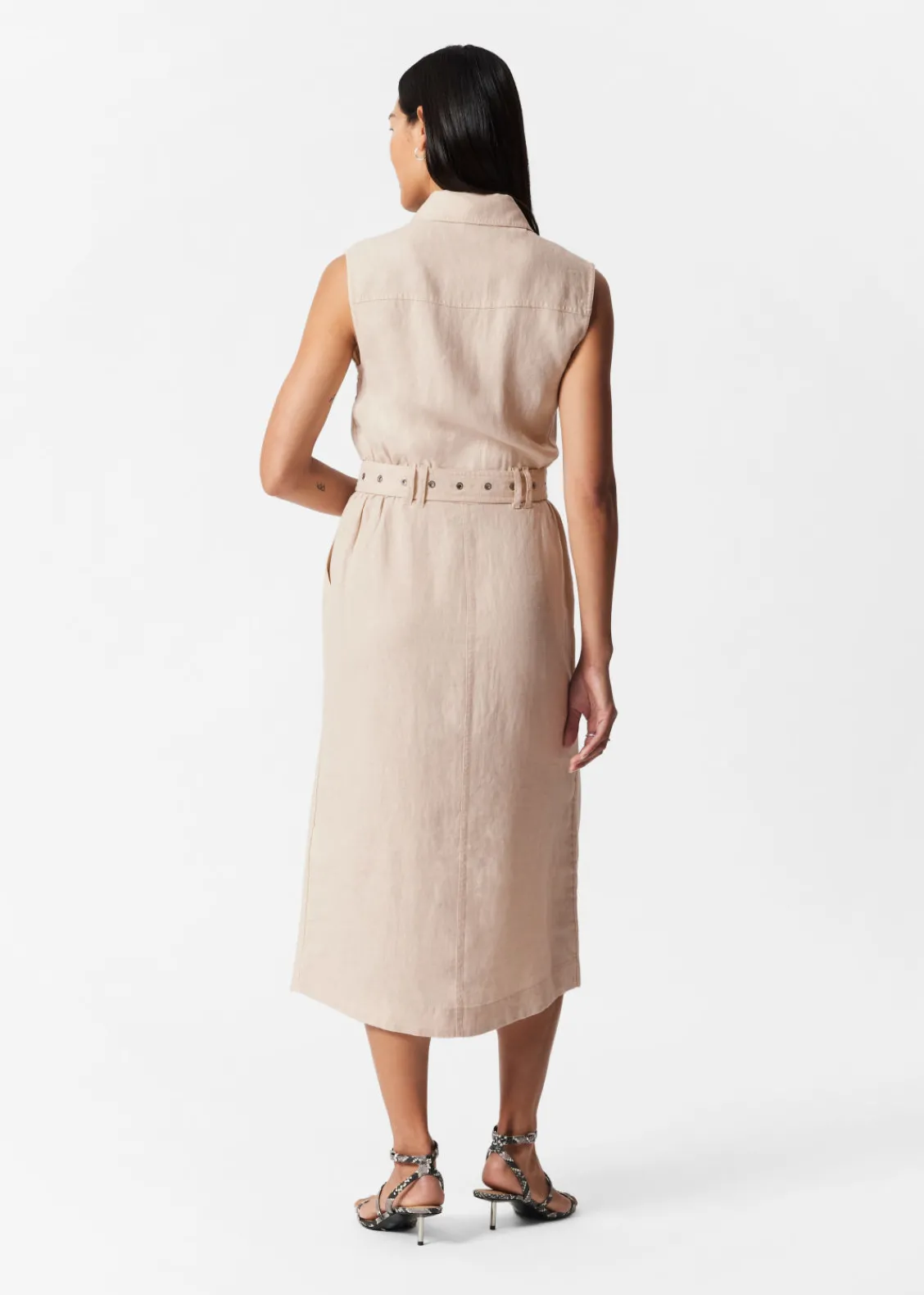Cheap & Other Stories Robe Midi En Lin De Style Utilitaire Beige