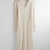 Discount & Other Stories Robe Midi En Maille Côtelée à Col Blanc