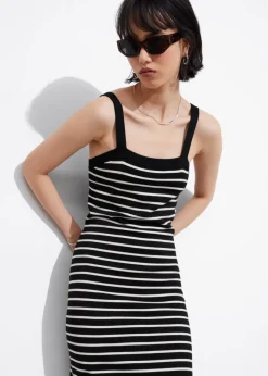 Flash Sale & Other Stories Robe Midi En Maille Jacquard Rayures noires/blanches