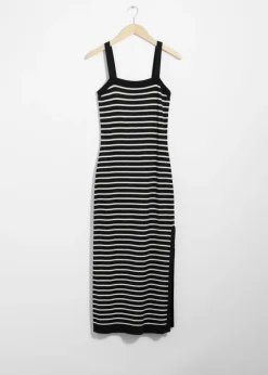 Flash Sale & Other Stories Robe Midi En Maille Jacquard Rayures noires/blanches
