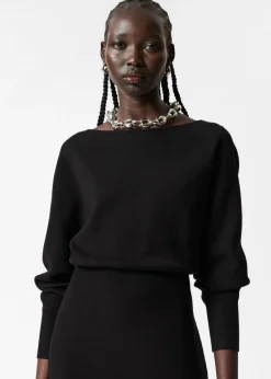 New & Other Stories Robe Midi Fendue Noir