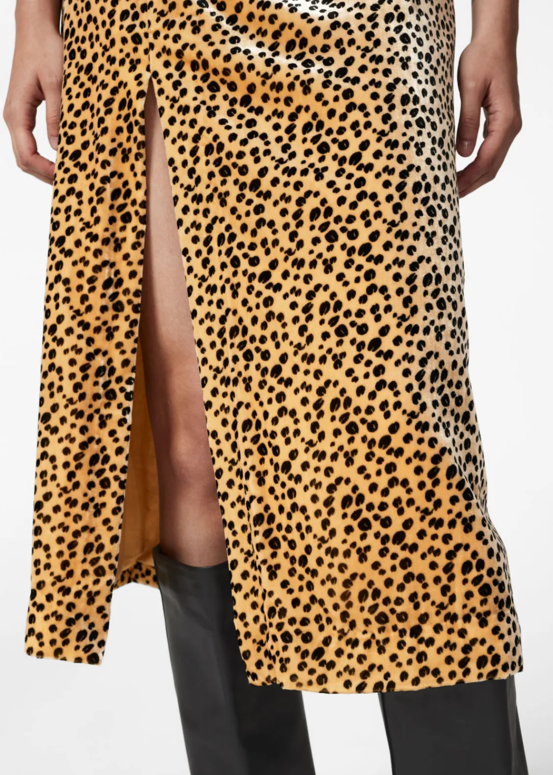 Store & Other Stories Robe Midi Fendue En Velours Imprimé animal