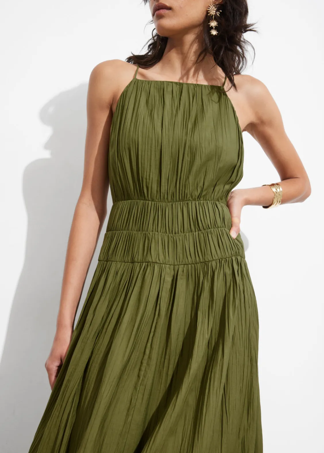 Flash Sale & Other Stories Robe Midi Froncée Sans Manches