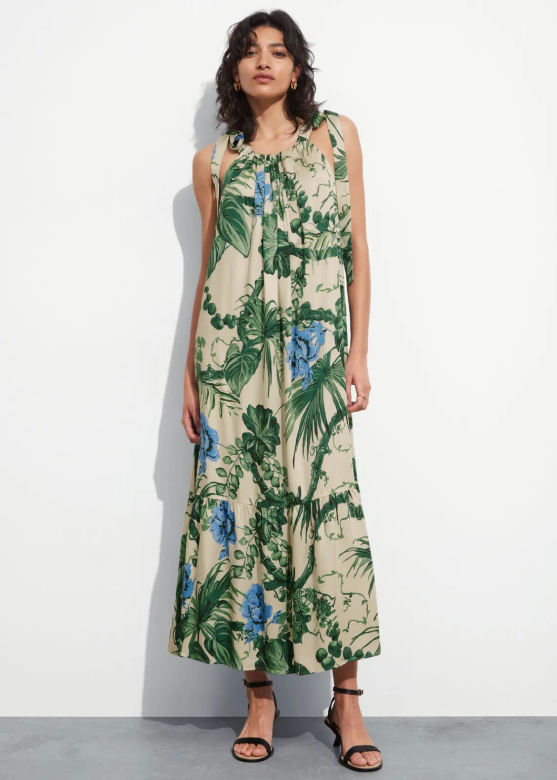 New & Other Stories Robe Midi Froncée Sans Manches