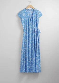 Shop & Other Stories Robe Midi Portefeuille à Motif Imprimé bleu