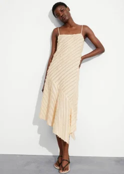 Clearance & Other Stories Robe Midi Texturée à Bretelles Couleur crème