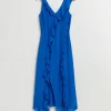 Best Sale & Other Stories Robe Midi Volantée Bleu vif