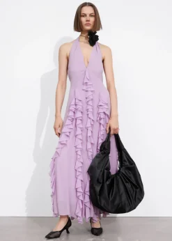 Best & Other Stories Robe Midi Volantée à Dos Nu Lilas