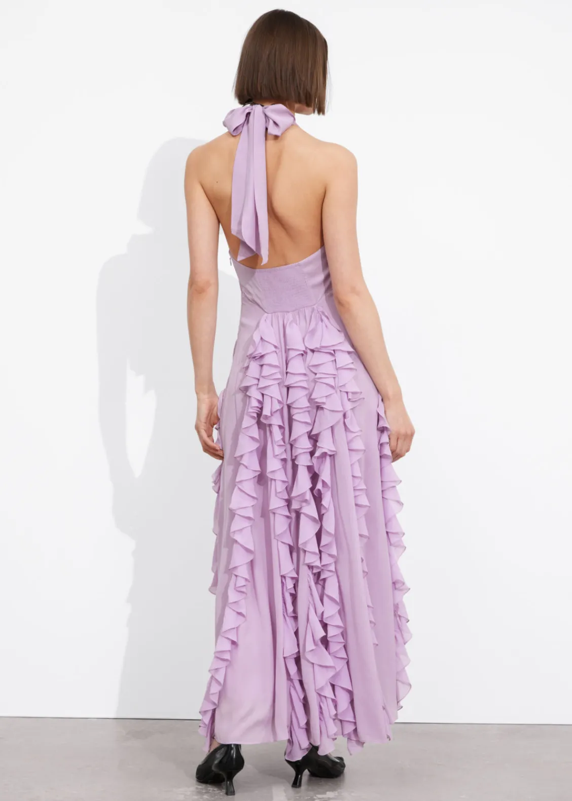 Best & Other Stories Robe Midi Volantée à Dos Nu Lilas