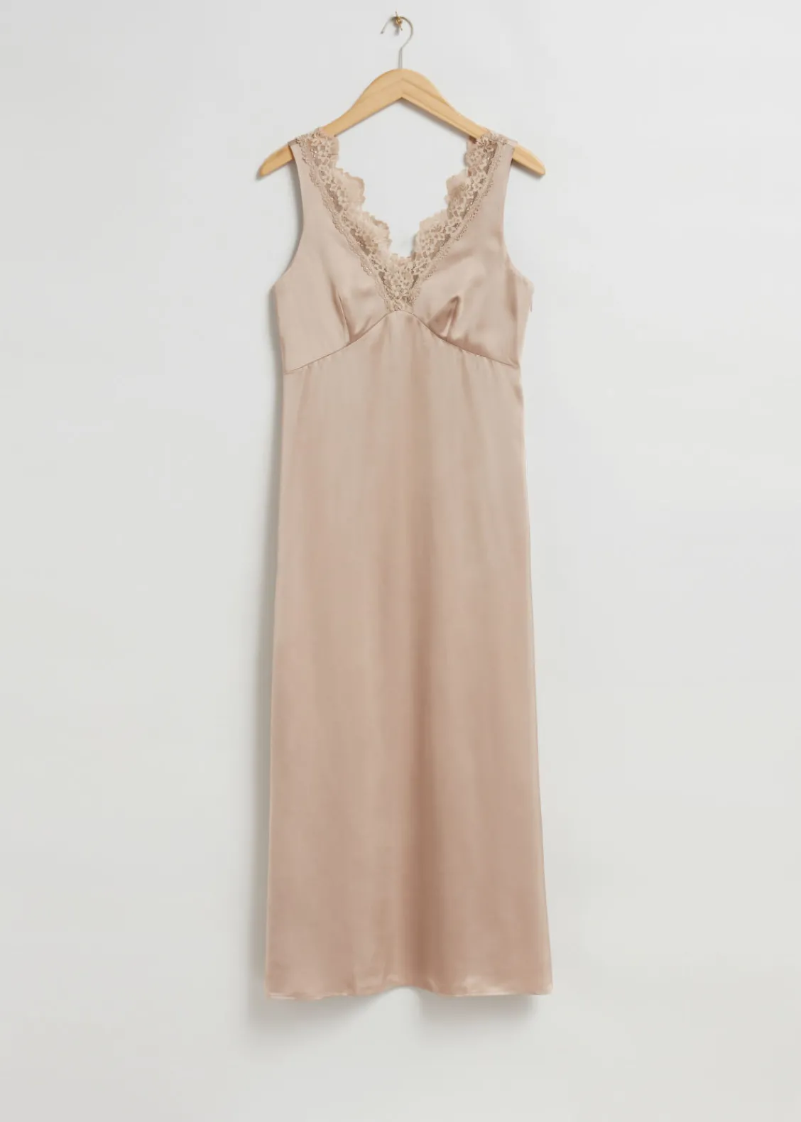 Cheap & Other Stories Robe Nuisette à Bordures En Dentelle Beige clair