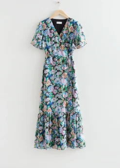 Best & Other Stories Robe Portefeuille Midi à Manches Ornées De Volants