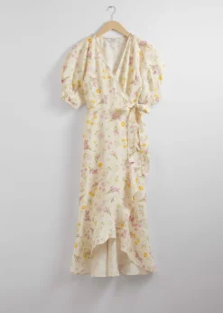 Shop & Other Stories Robe Portefeuille Midi En Lin