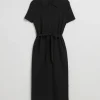 Flash Sale & Other Stories Robe-chemise Midi Ajustée Boutonnée Noir