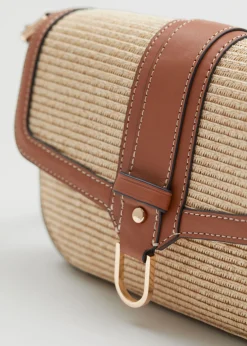 Flash Sale & Other Stories Sac En Paille à Bordures En Cuir Beige