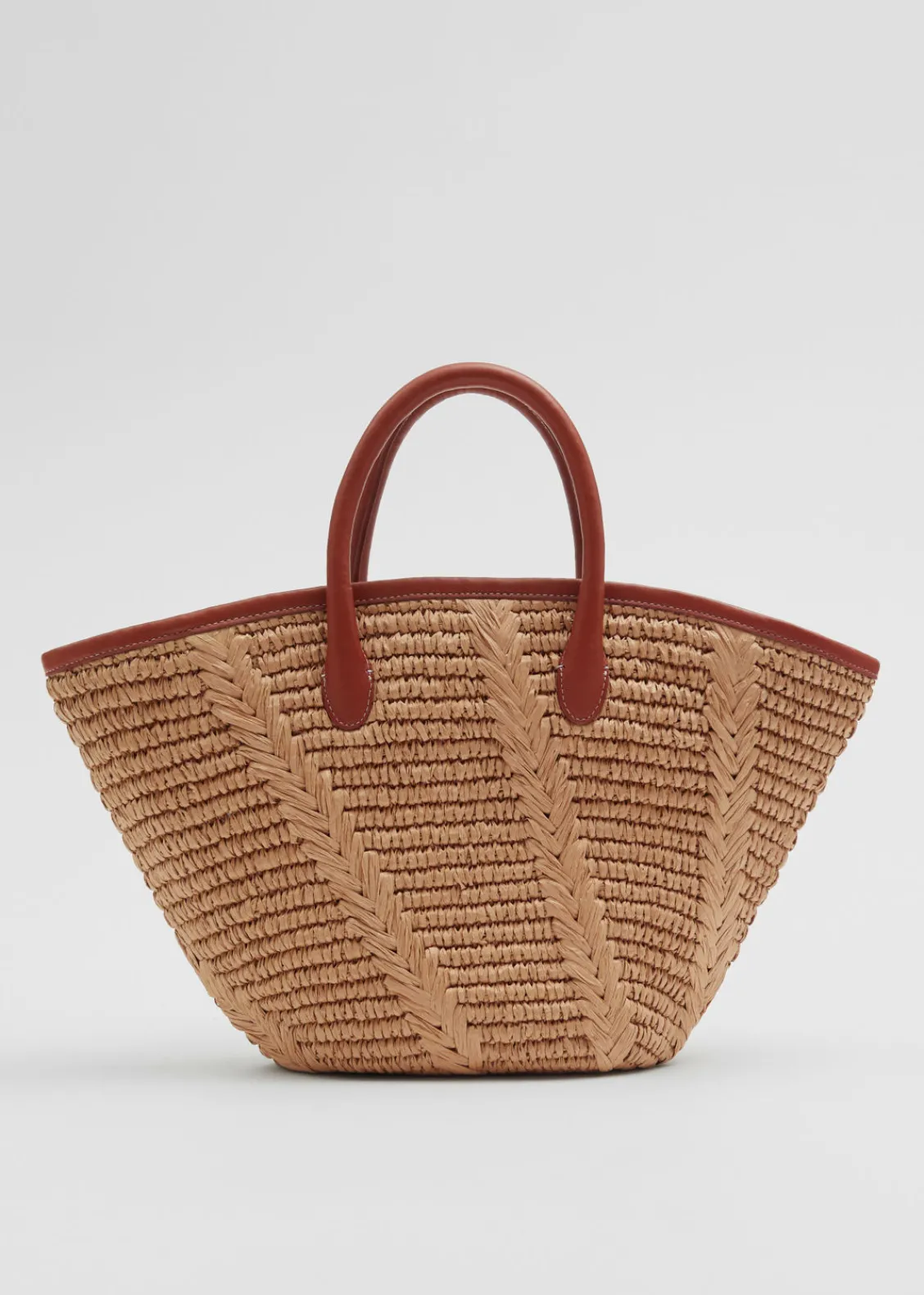 Fashion & Other Stories Sac Fourre-tout En Paille à Bordures En Cuir Beige