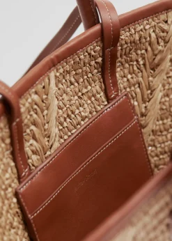 Fashion & Other Stories Sac Fourre-tout En Paille à Bordures En Cuir Beige