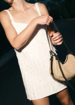 Store & Other Stories Sac Porté épaule En Paille à Finitions En Cuir Beige