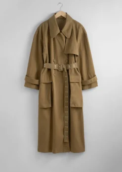 Best Sale & Other Stories Trench-coat à Poches à Rabat Beige foncé