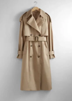 Discount & Other Stories Trench-coat Avec Ceinture à Boucle Beige