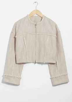 Flash Sale & Other Stories Veste à Franges En Lin Mélangé Beige