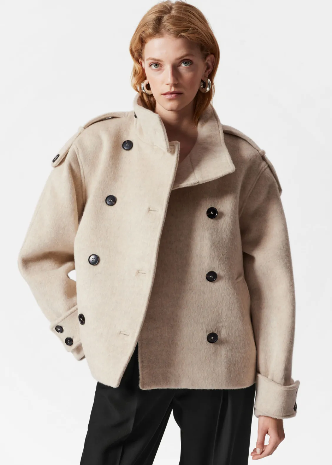 Outlet & Other Stories Veste En Laine à Double Boutonnage Beige clair