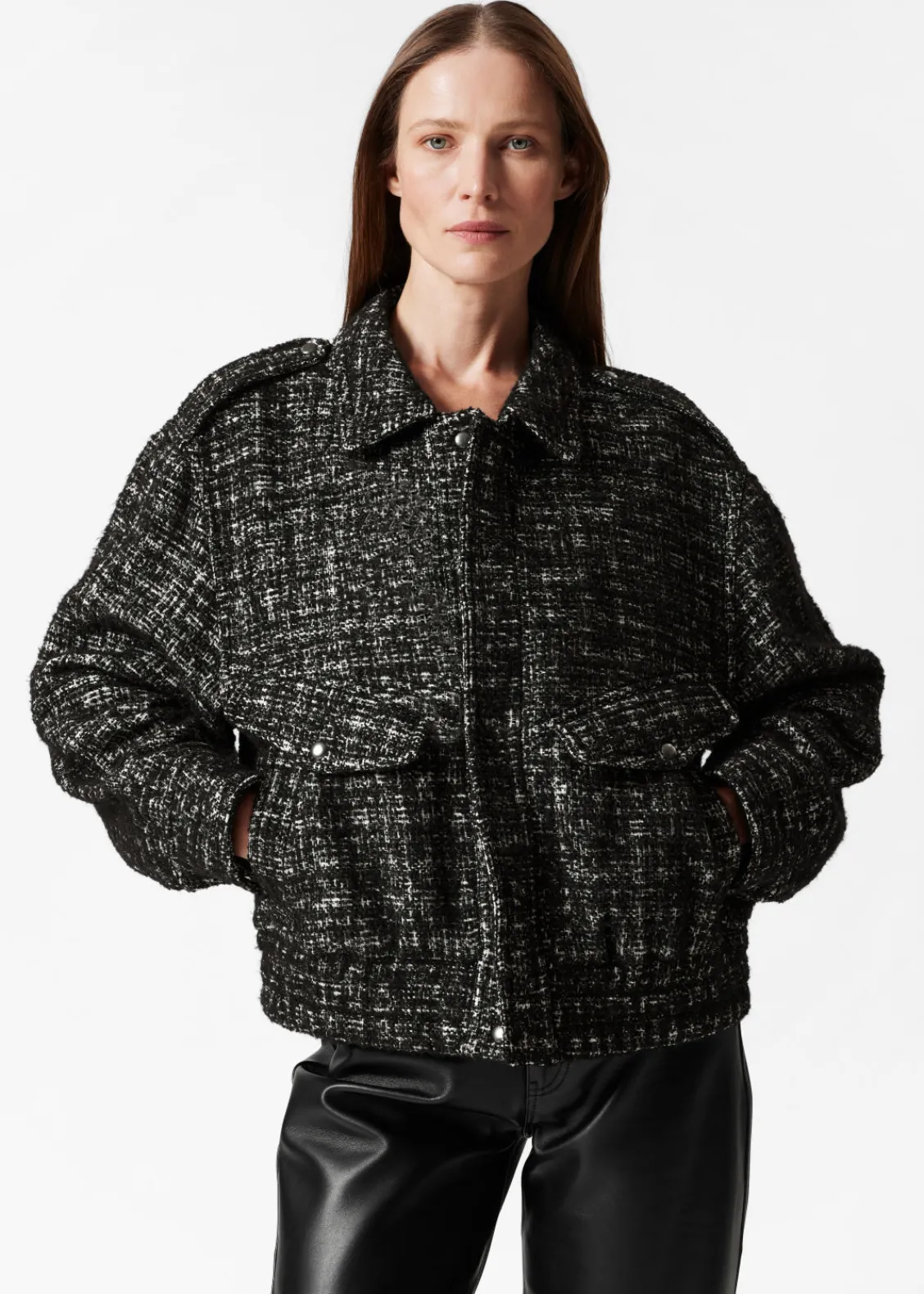Store & Other Stories Veste En Tweed Tweed noir