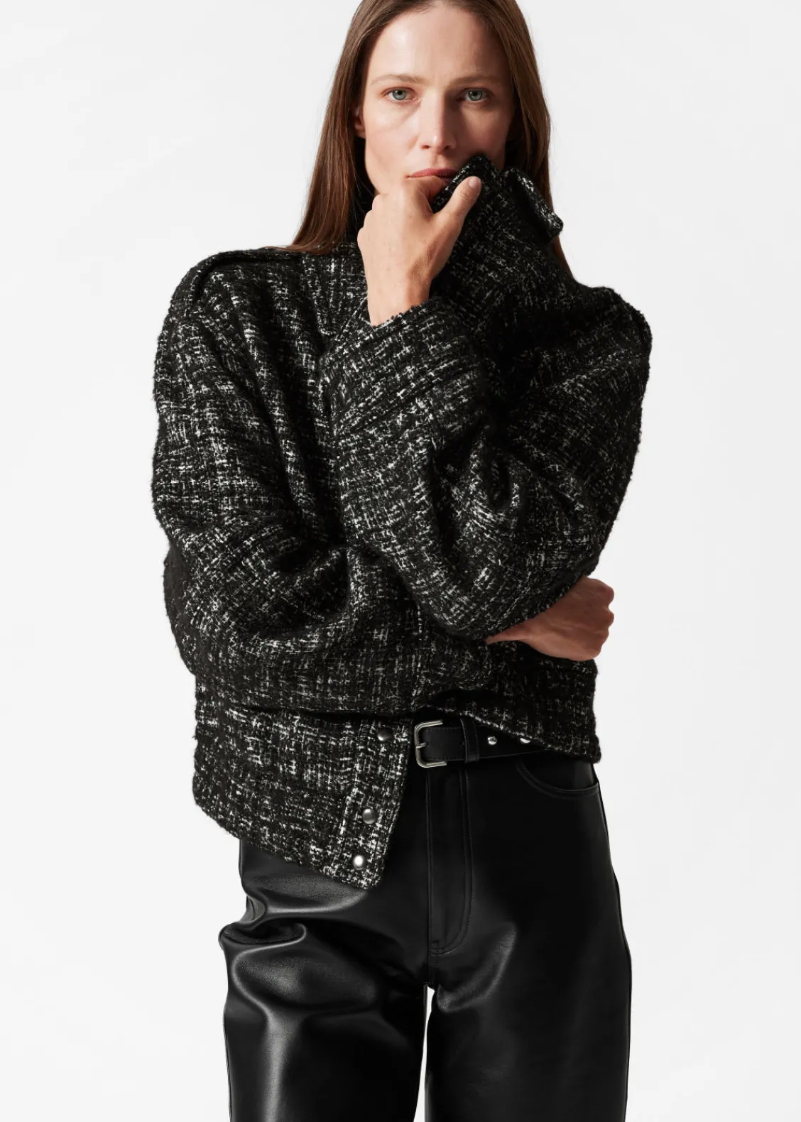 Store & Other Stories Veste En Tweed Tweed noir