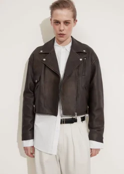 New & Other Stories Veste Motard Oversize En Cuir Marron vintage